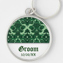 Classic Damask Green (Wedding) Key Chain