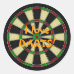Classic Dart Board Design, Darts, Dart Games Round Sticker