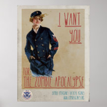 Classic Female Solider Zombie Recruitment Poster
