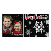 Classic festive snowflake holiday photo card