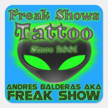 Classic Freak Shows Tattoo Square Stickers