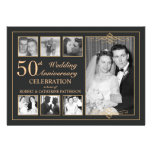 Classic Gold & Black Photo Wedding Anniversary Personalized Announcement