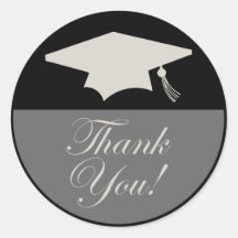Classic Graduation Thank You Label (Black) Sticker