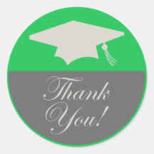 Classic Graduation Thank You Label (Green) Stickers