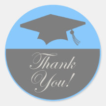 Classic Graduation Thank You Label (Light Blue) Stickers