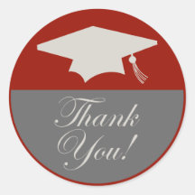 Classic Graduation Thank You Label (Maroon) Round Stickers