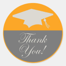 Classic Graduation Thank You Label (Orange) Stickers