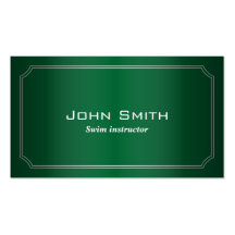Classic Green Swim Instructor Business Card
