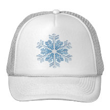 Classic Icy Blue Winter Christmas Snowflake Mesh Hat