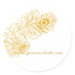 Classic Peacock Feathers Round Sticker