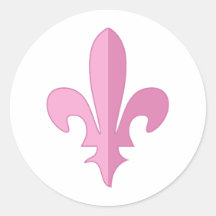 Classic Pink Fleur de lis Round Sticker