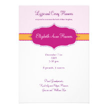 "Classic Prep" Baby Girl Birth Announcement