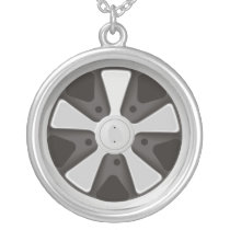 Classic racing car gift: 911 inspired Fuchs wheel Necklaces