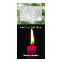 Classic Red Christmas Candle Photo Insert Photo Greeting Card