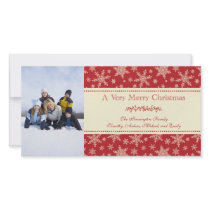 Classic red snowflakes Merry Christmas photocard Photo Cards
