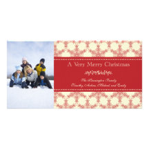 Classic red snowflakes Merry Christmas photocard Personalized Photo Card