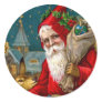 Classic Santa and Deer Christmas Sticker