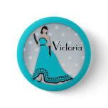 Classic Senorita in Turquoise and Silver Button