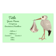 Classic Stork (Neutral) 1 (Baby Shower) Business Card Template