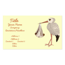 Classic Stork (Neutral) 2 (Baby Shower) Business Card Template