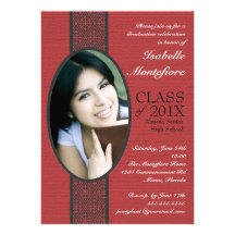 Classic Stripe Red White Graduation Party Personalized Invite