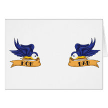 Classic Swallows With "Mom" and "Dad" Banners Greeting Card