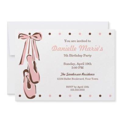 Classic Sweet Pink Ballet Shoe Invitation by MissNNick