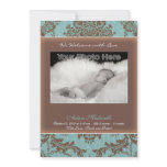 Classic vintage blue baby announcement