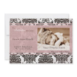 Classic vintage pink black birth announcement invitations