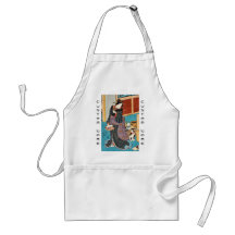 Classic vintage ukiyo-e geisha and nekko Utagawa Apron