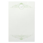 Classical Beauty Monogram Stationery in Green