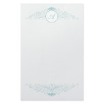 Classical Beauty Monogram Stationery in Teal