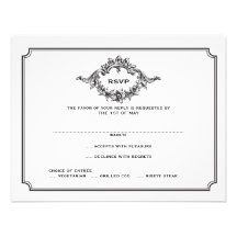 Classical Floral Monogram RSVP Custom Invites