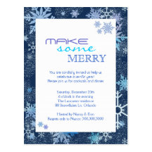 Classical Snowflakes Blue Holiday Party Postcards