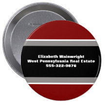 Classsic Red Black Gray Nametag Button
