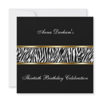 Classy Animal Print Invite [Zebra - Black/Gold]