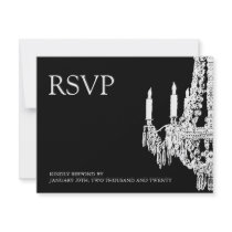 Classy black and White Chandelier RSVP Cards Custom Announcements