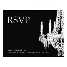 Classy black and White Chandelier RSVP Cards Custom Announcements