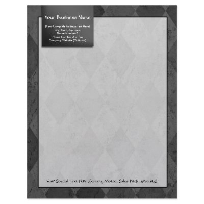 Classy Black Argyle Letterhead by cutencomfy