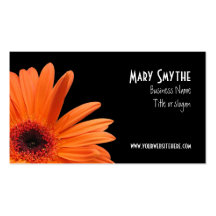 Classy Black & Orange Gerbera Daisy Business Card