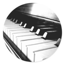 Classy Black & White Piano Photography Round Stickers