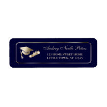 Classy Blue and Gold Graduate Address Labels