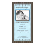 Classy Blue Customized Birth Announcement Photo Card