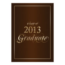 Classy Brown and Gold 2013 Graduate Invitation