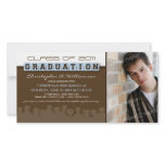 Classy Brown/Blue Graduation Announcement Photo Card