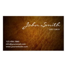 Classy Brown Leather Life Coach Business Card