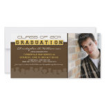 Classy Brown/Lemon Graduation Announcement Photo Cards