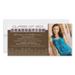Classy Brown/Lilac Graduation Announcement Photo Card