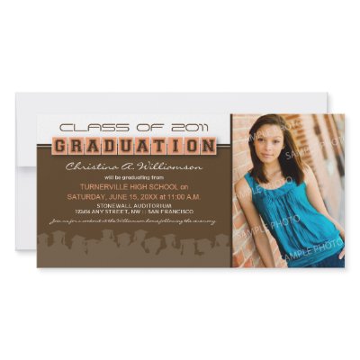Classy Brown/Peach Graduation Announcement Customized Photo Card by KidShoppe