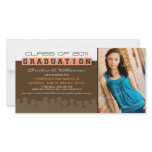 Classy Brown/Peach Graduation Announcement photo cards